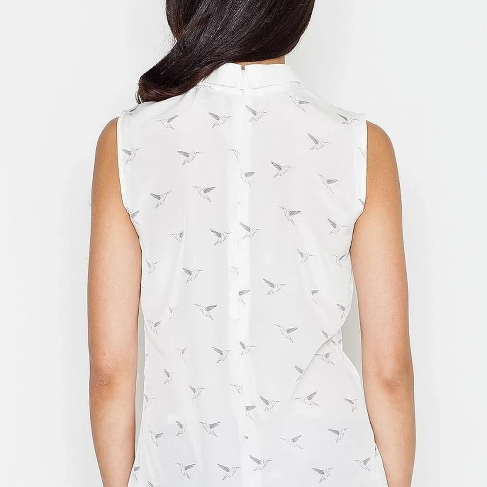 Elegant Women's Sleeveless Bird Print Blouse