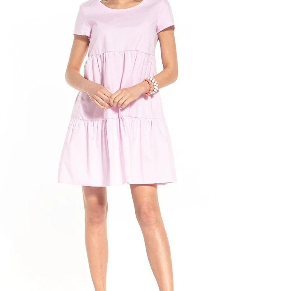 Boat Neck Short Sleeve Cotton Dress