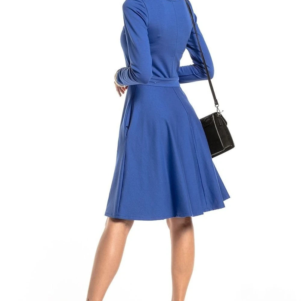 Flared Sweetheart Neck Day Dress with Pockets