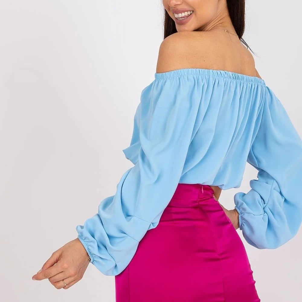 Polyester Blouse Off-Shoulder Wide Sleeves