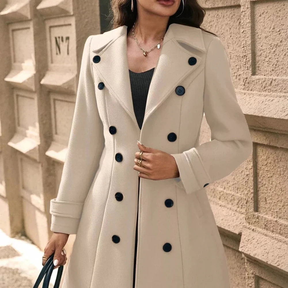 Double-Breasted Wool Blend Overcoat