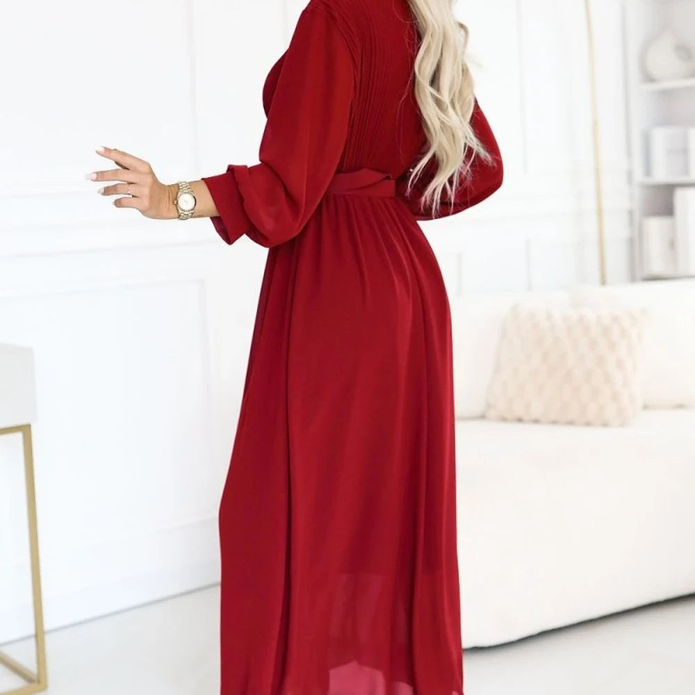 Burgundy Maxi Dress with Sweetheart Neckline
