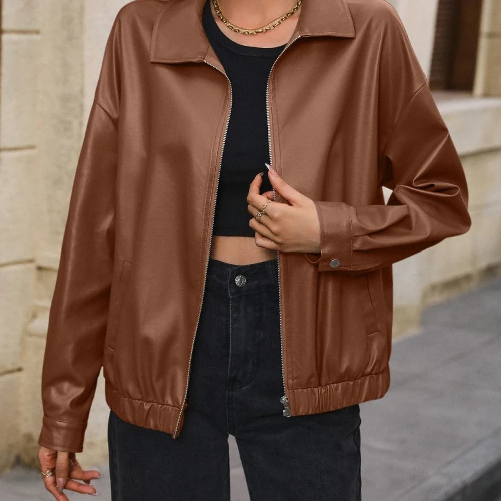 Collared Zip Up Jacket with Pockets