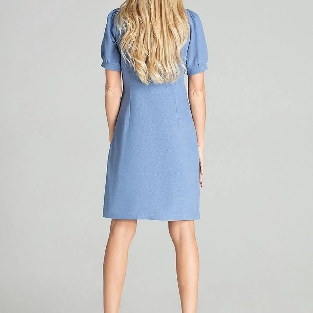 Blue Checkered Midi Dress