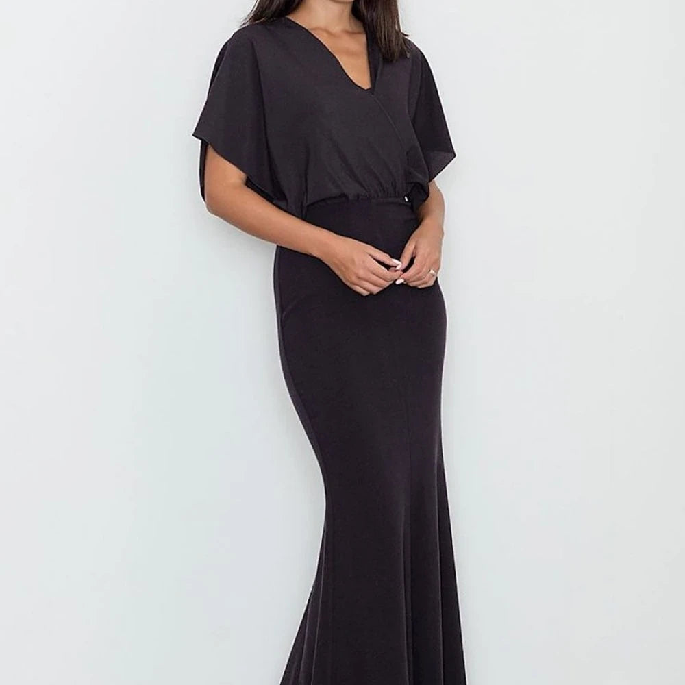 Fitted Long Dress with Transparent Top