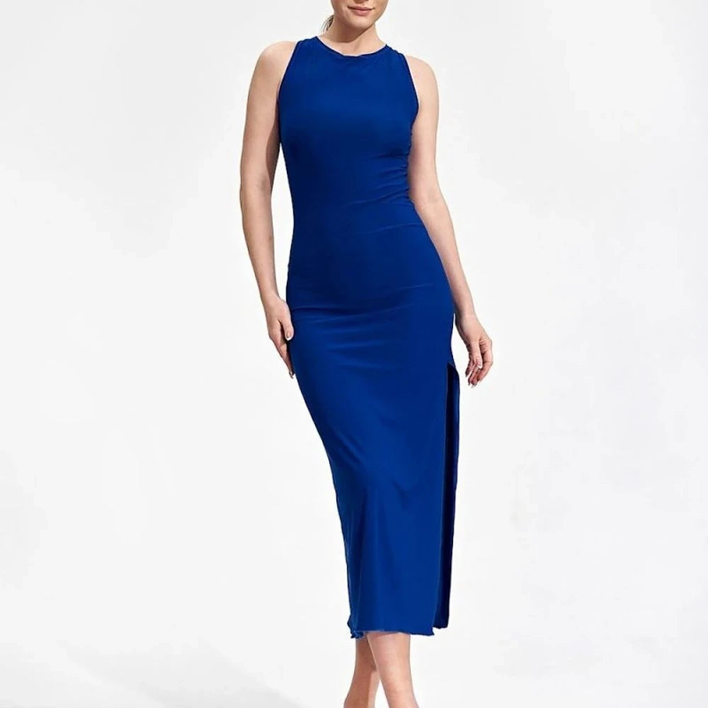 Fitted Midi Dress with Tied Back Neckline