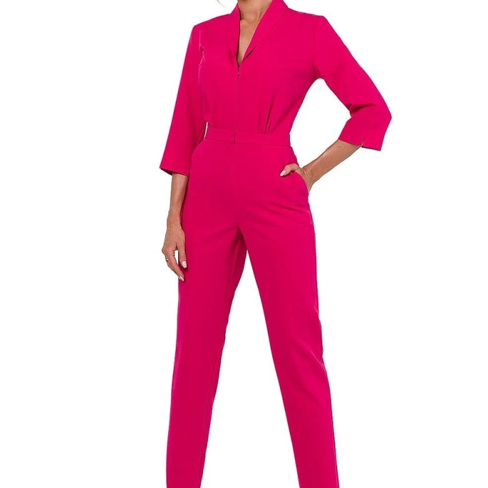 3/4 Sleeve Jumpsuit with Covered Zipper