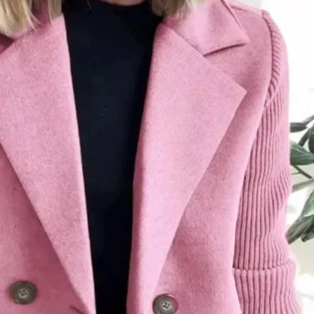 Lined Double-Breasted Knit Sleeve Outerwear