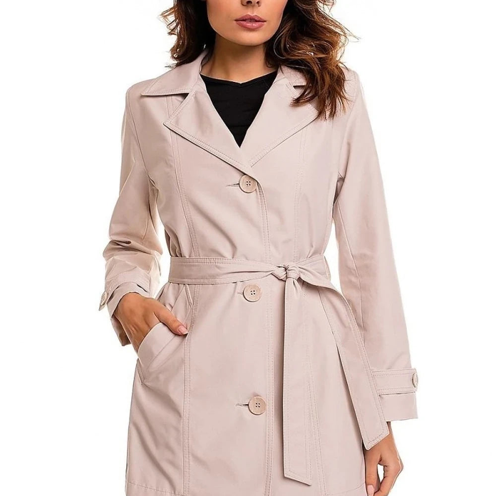 Classic Cotton Trench Coat - Beige