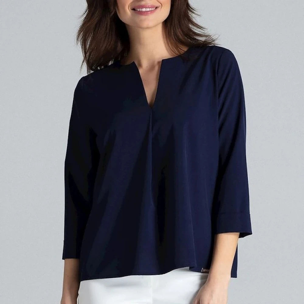 Women's Long Sleeve Pleated Blouse