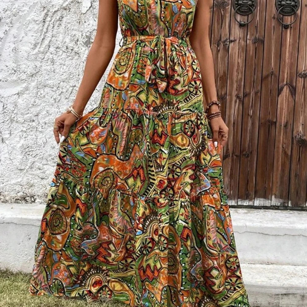 Floral Sleeveless Tie-Front Dress