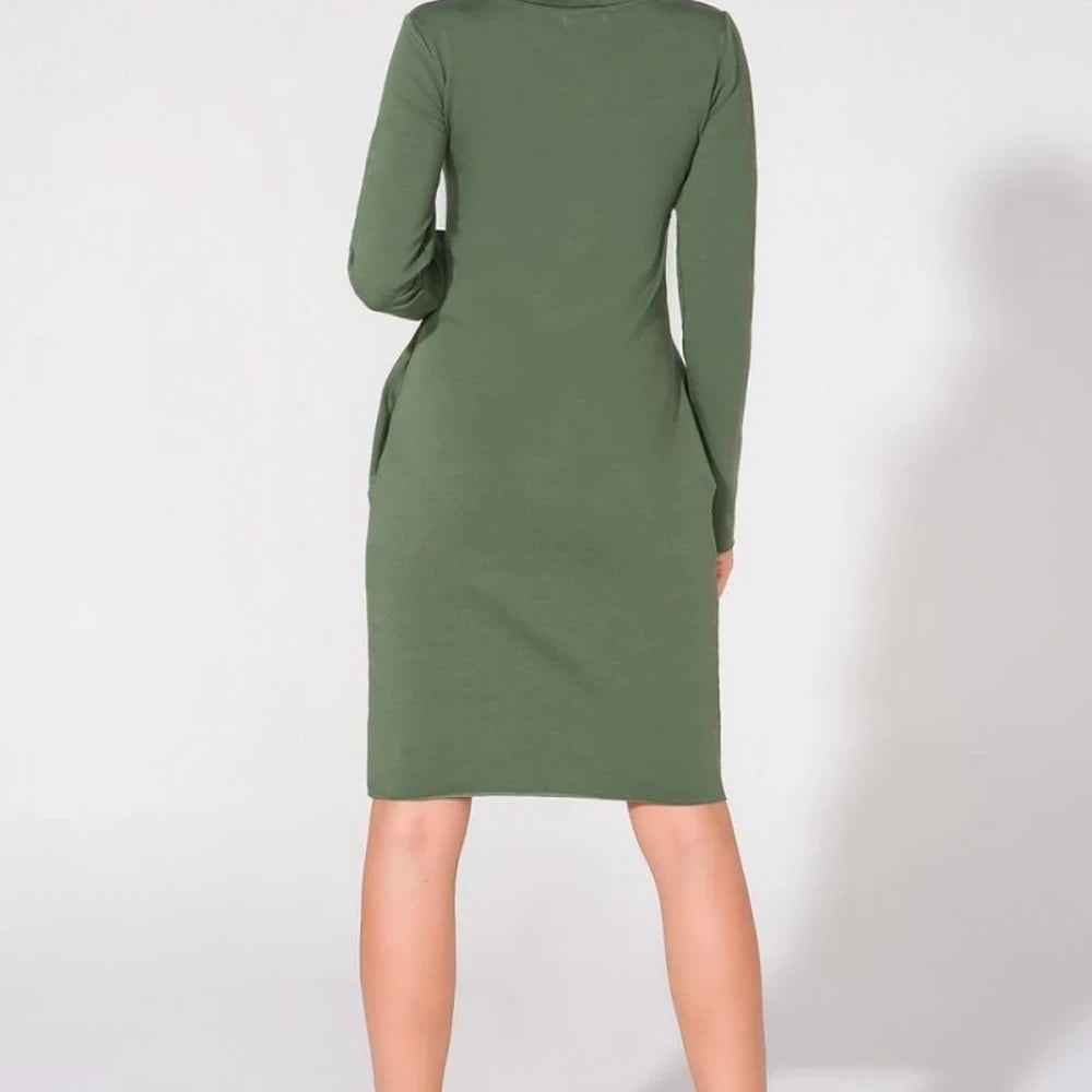 Knit Dress with Pockets and Raw Hem