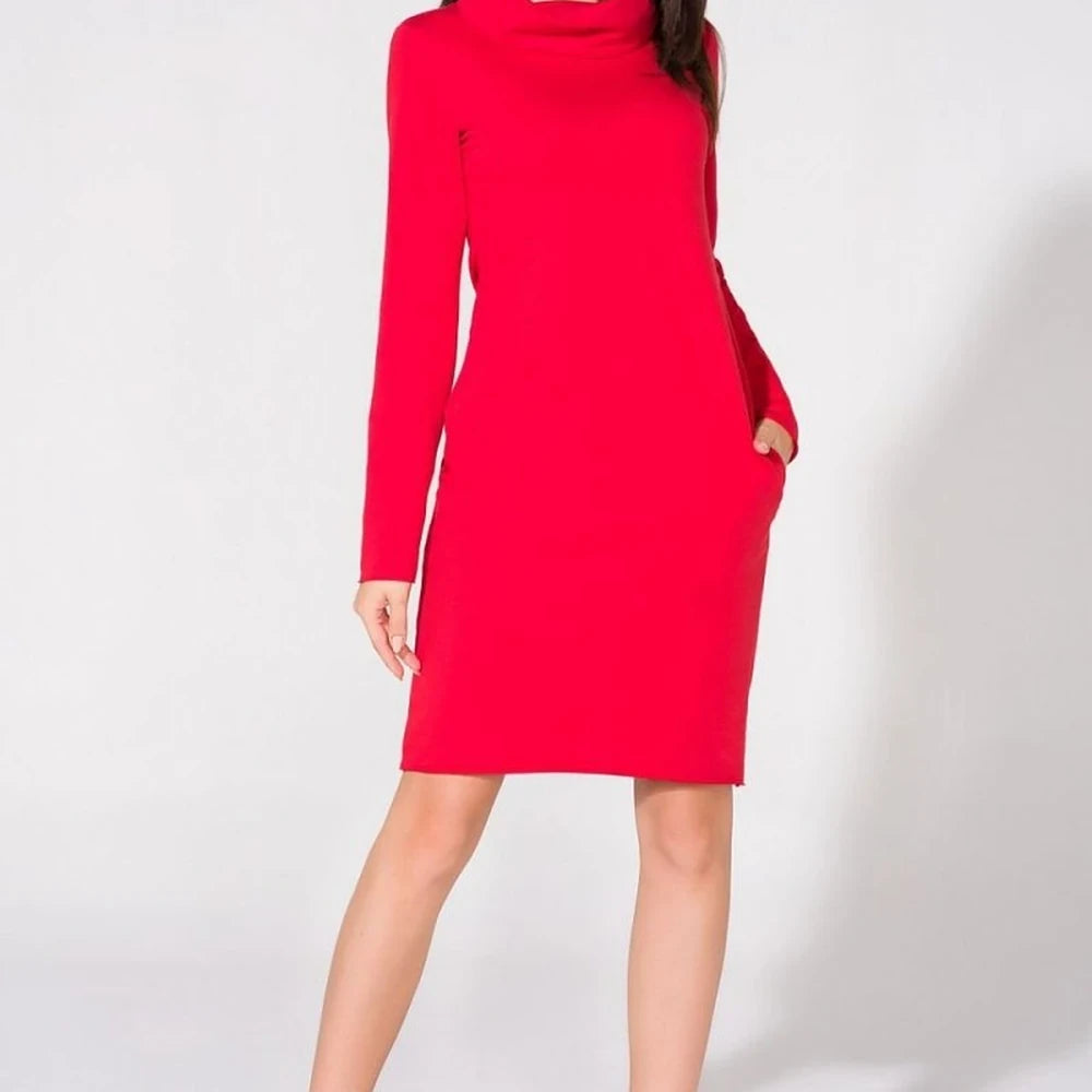 Knit Dress with Pockets and Raw Hem