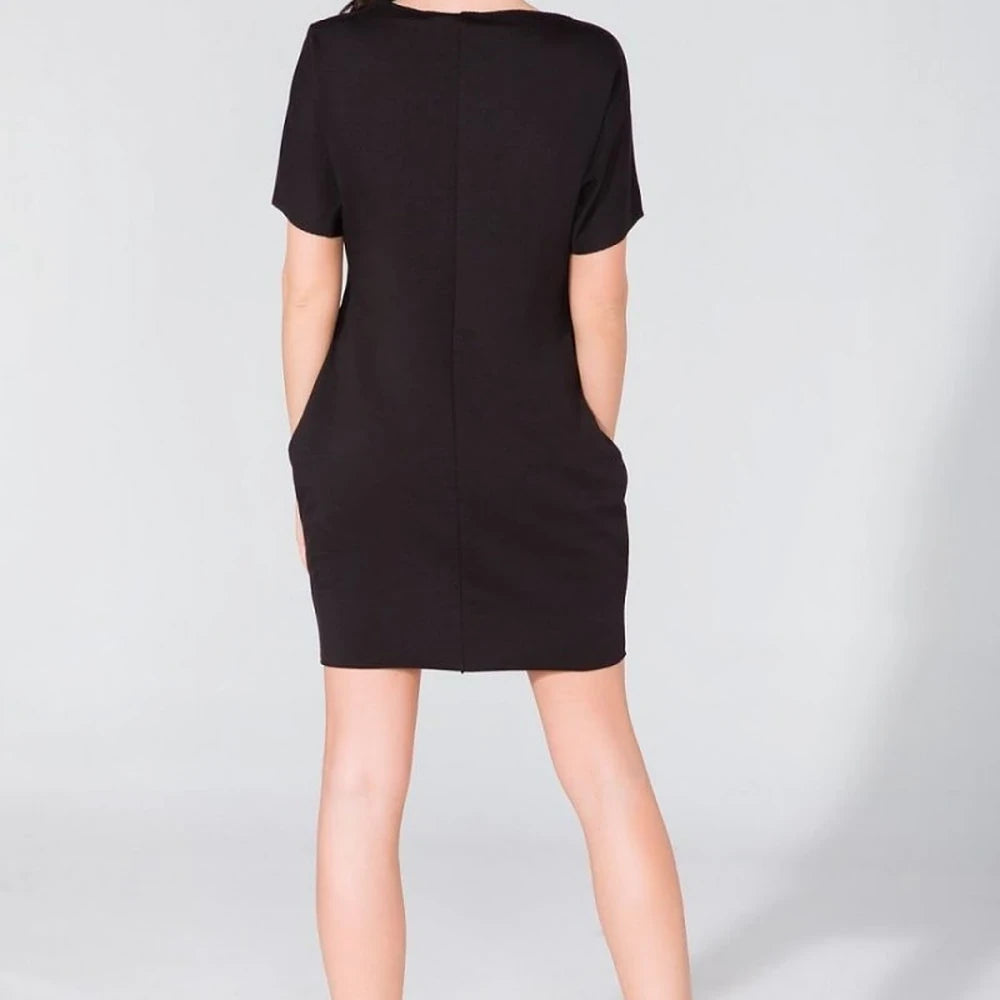 Cotton Blend Wide Cut Dress with Pockets