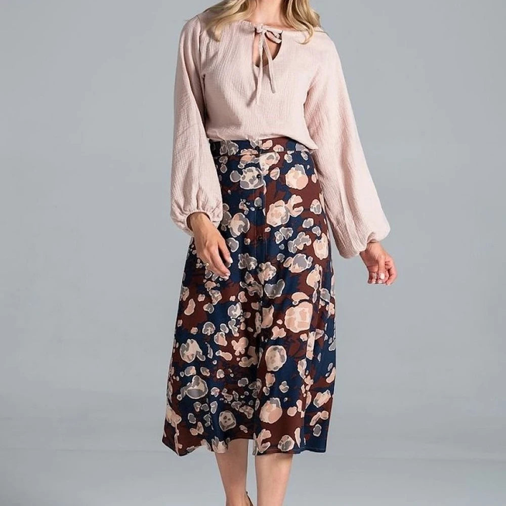 Cotton Blouse with Half-Round Neckline