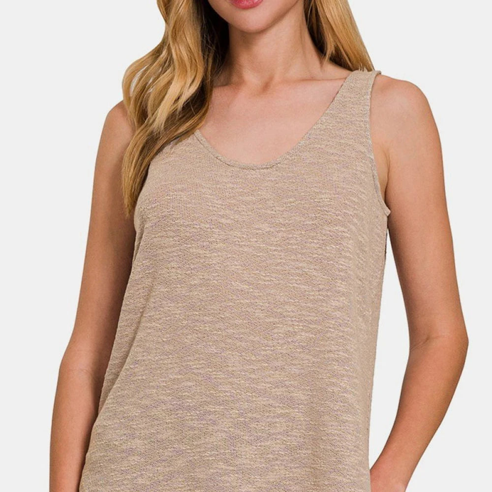 Curved Hem Round Neck Tank Top