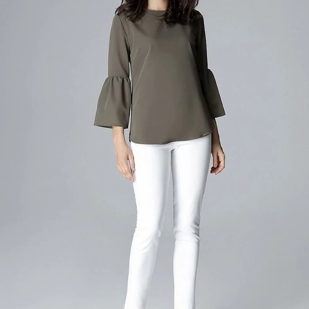 Frill Sleeve 3/4 Sleeve Women's Blouse