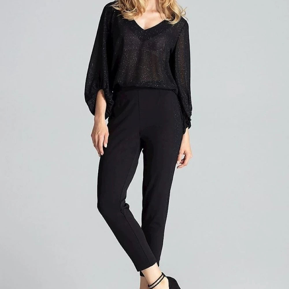 Women's Tapered Trousers with Brocade Stripes