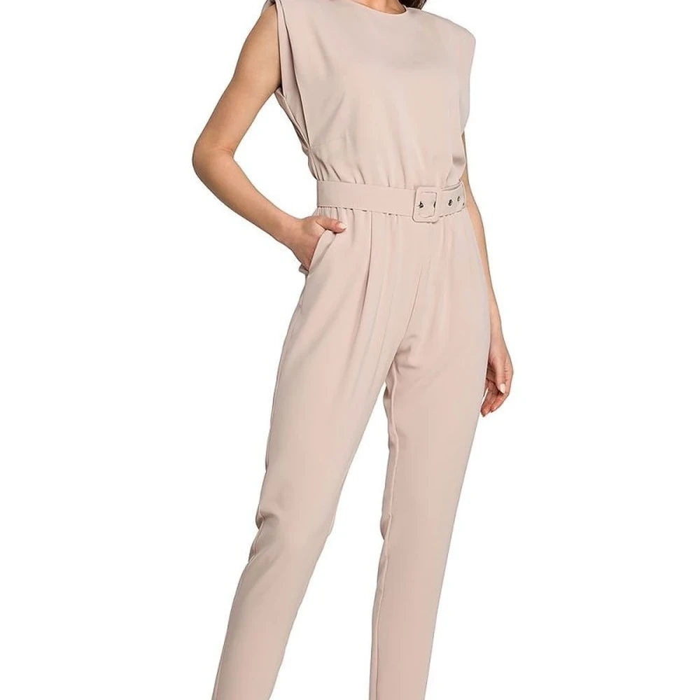 Loose Fit Jumpsuit with Belt and Buckle