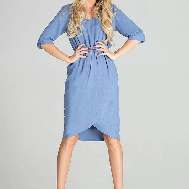 Checkered Midi Dress with 3/4 Sleeves