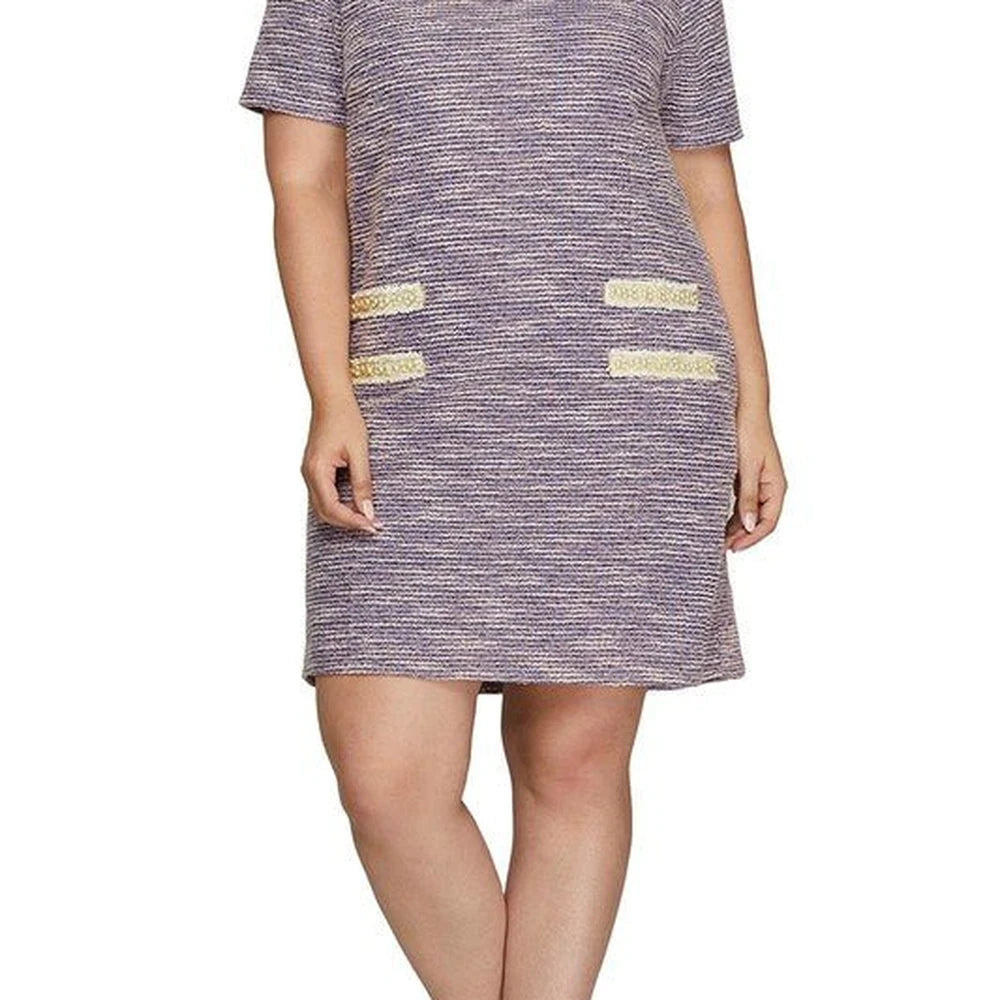 Short Sleeve Pearl Tweed Dress