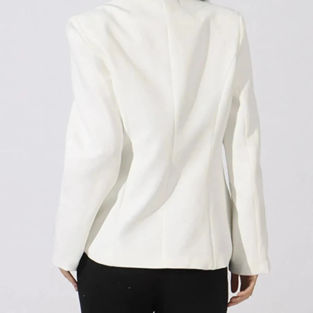 Button Front Rhinestone Blazer