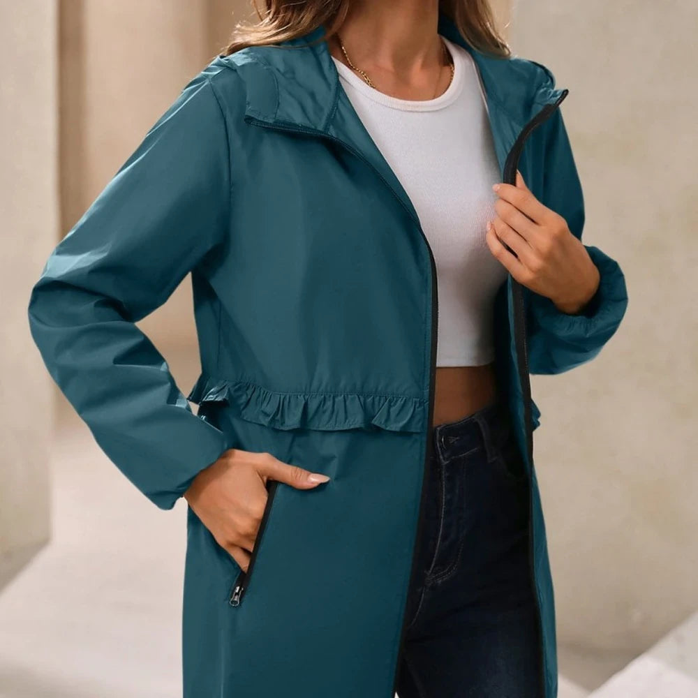 Waterproof Hooded Long Sleeve Windbreaker Jacket