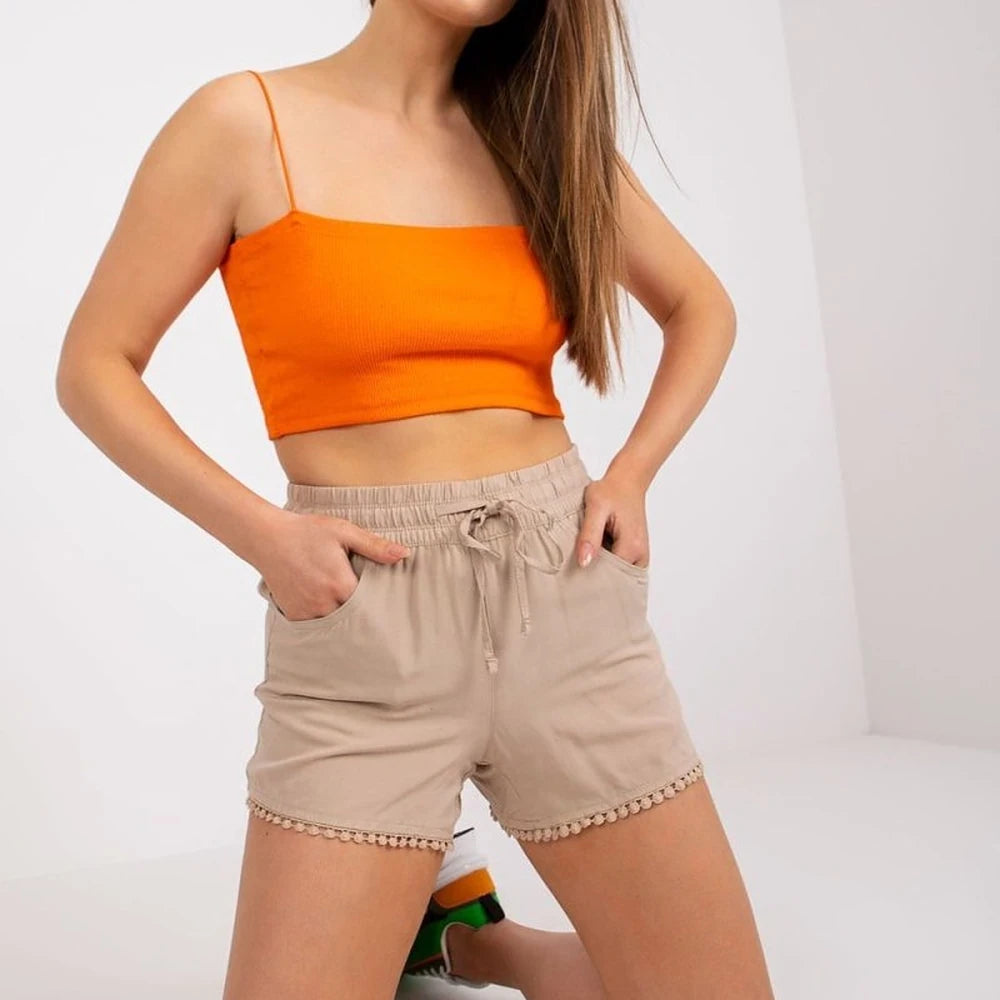 Women's Elastic Waist Shorts with Tie