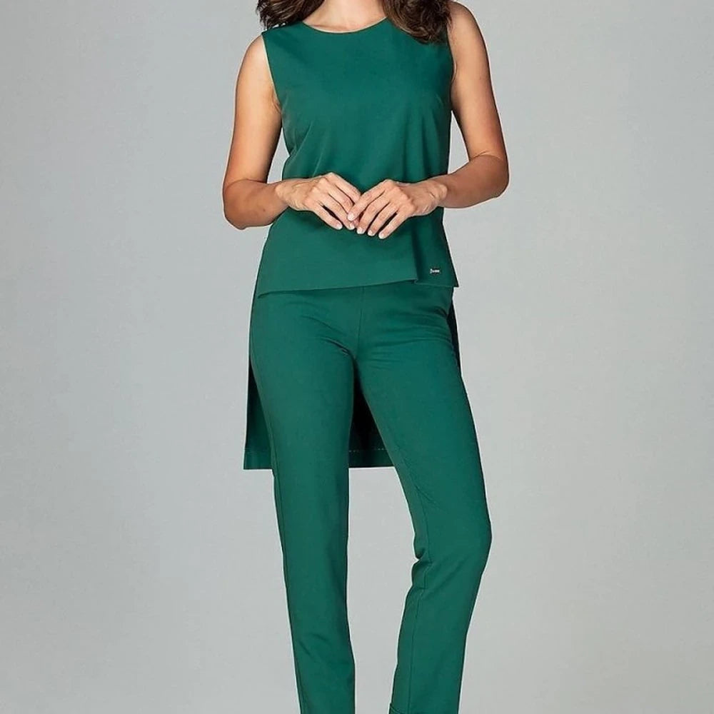 Sleeveless Blouse & Trousers Set