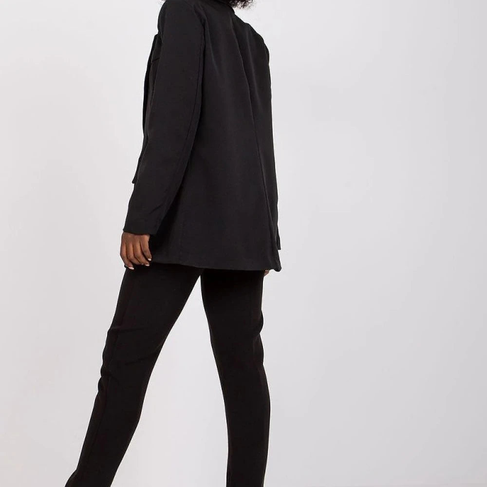 Long Sleeve Button Jacket with Shoulder Pads