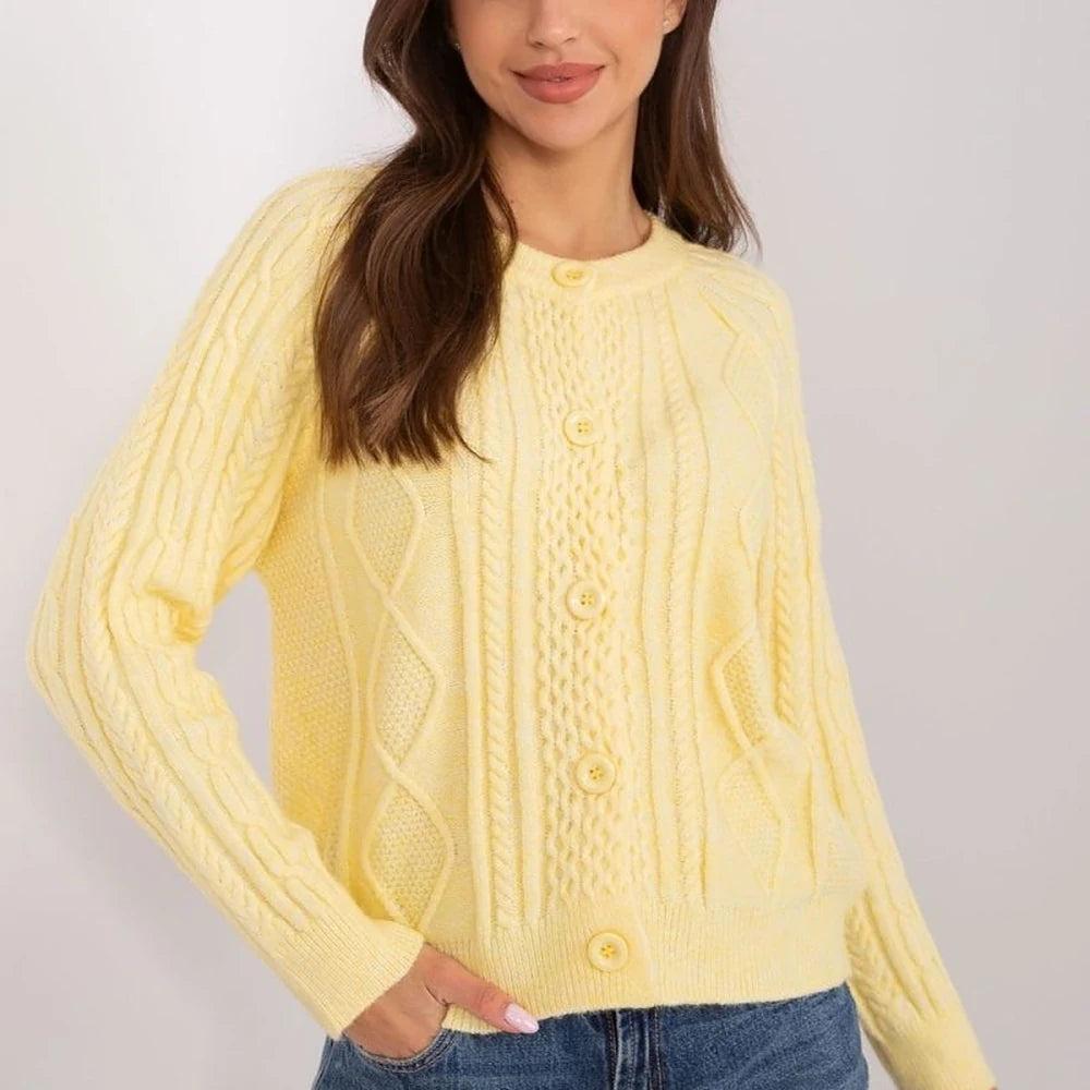 Variegated Texture Round Neck Cardigan