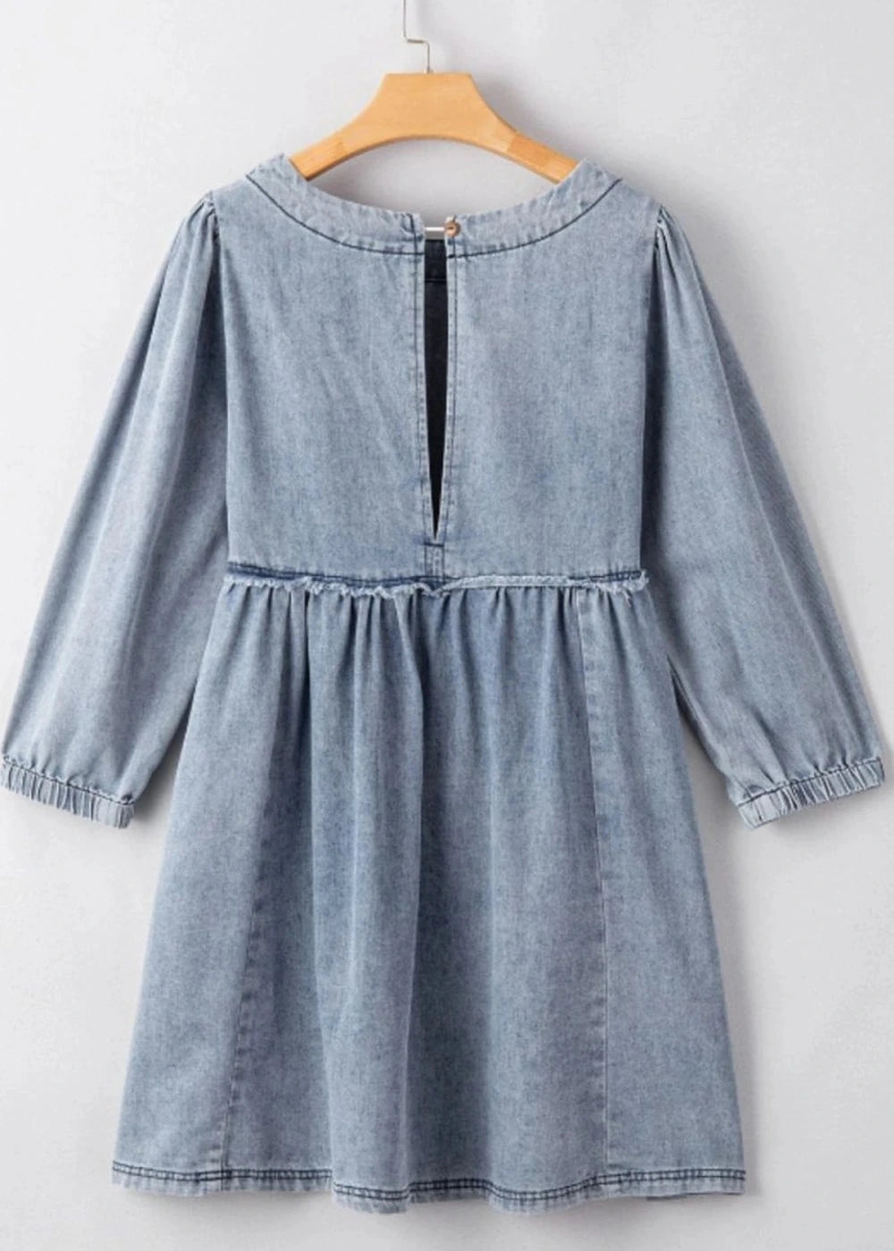 Cotton round neck balloon sleeve dress