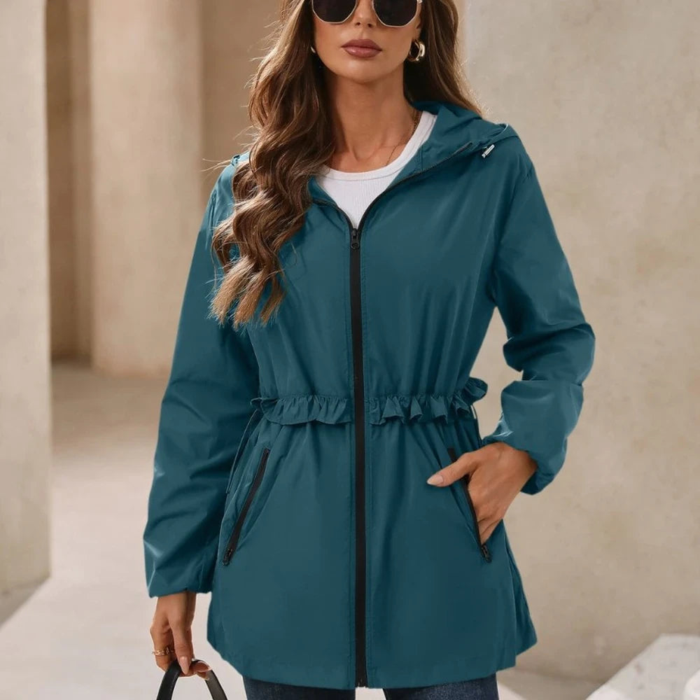 Waterproof Hooded Long Sleeve Windbreaker Jacket