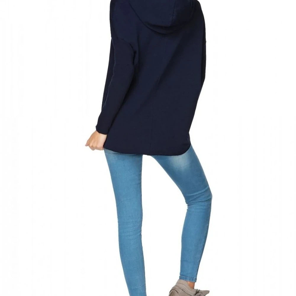 Knit Hooded Sweatshirt with Raw Edges
