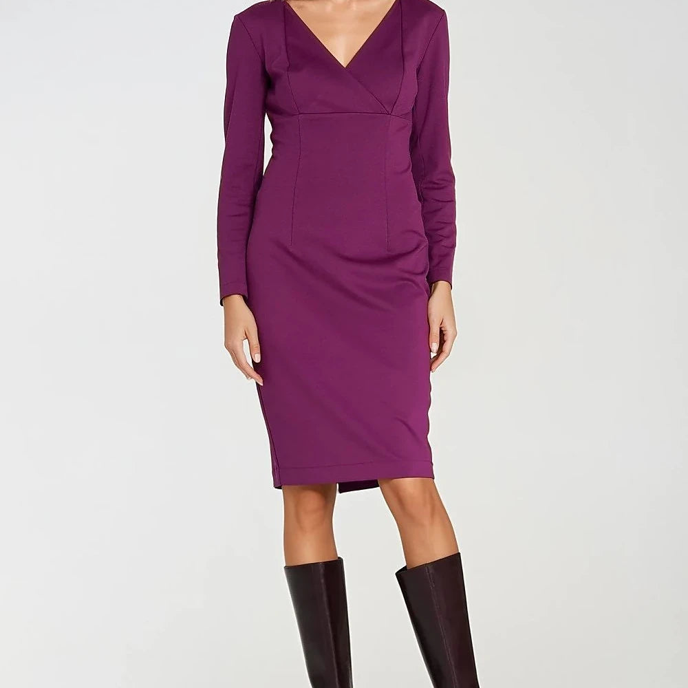 Wrap Neckline Knit Dress