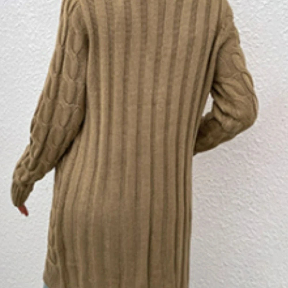 Cable-Knit Button Down Cardigan with Pockets
