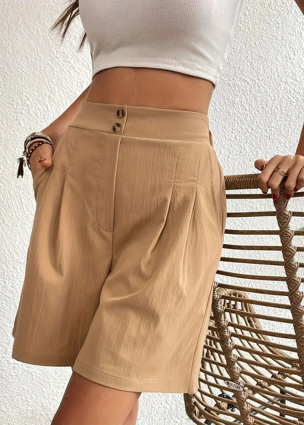 Pocketed Drawstring Waist Shorts