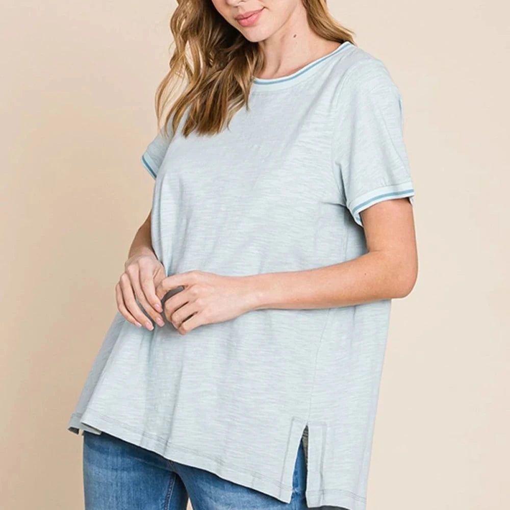 Cotton T-Shirt with Contrast Trim