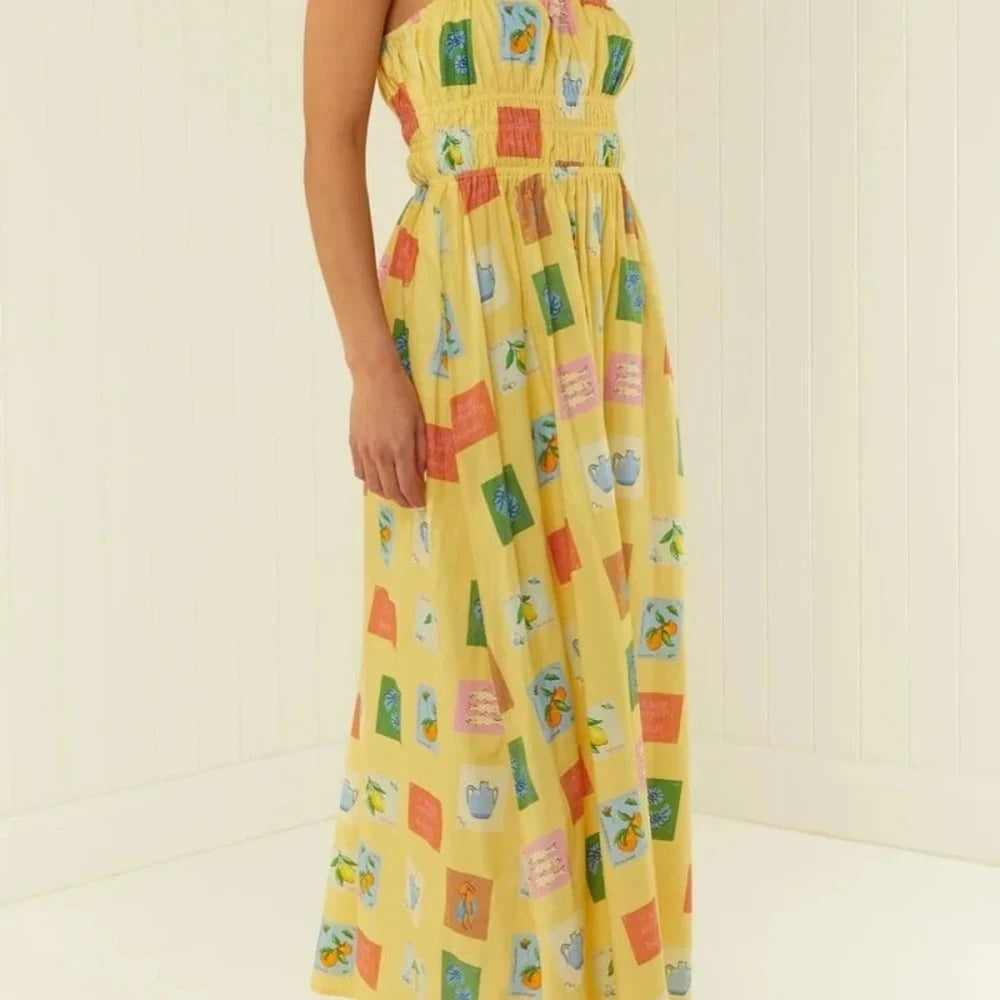 Printed Square Neck Maxi Cami Dress