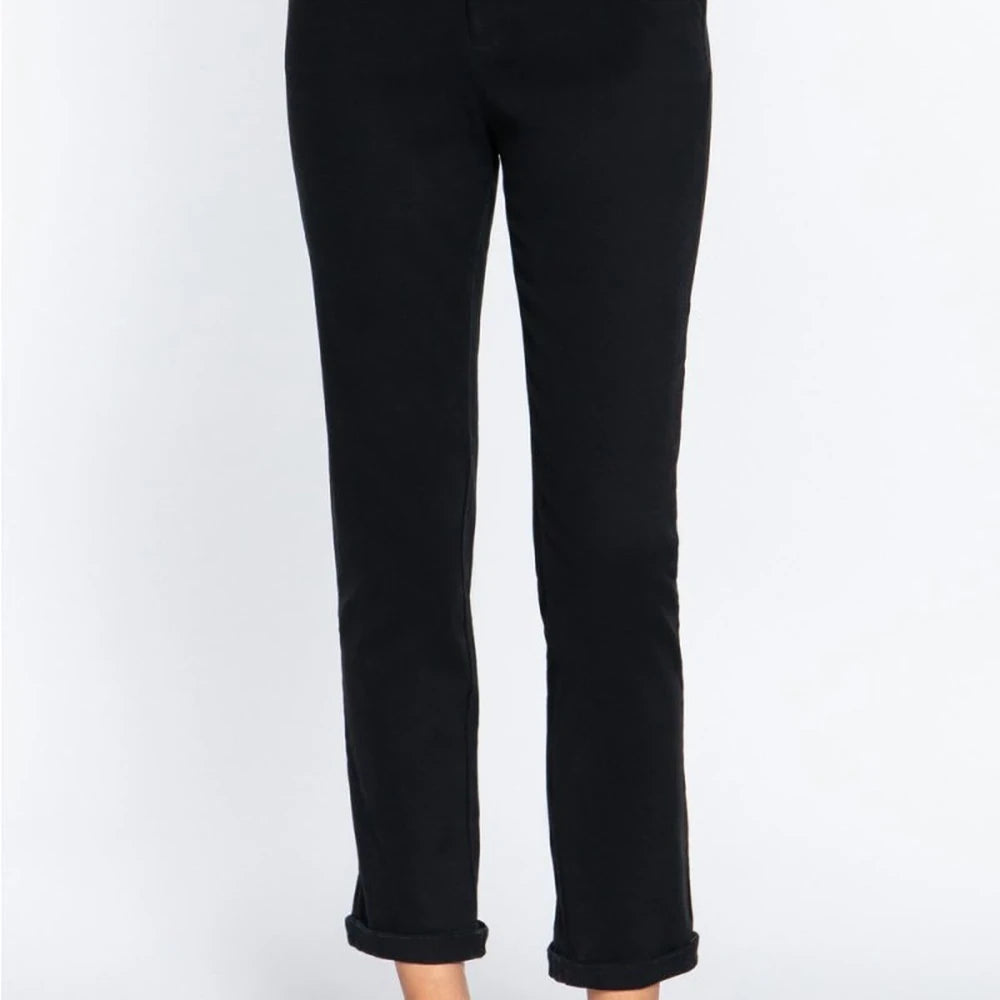 Cotton Spandex Twill Straight Leg Pants