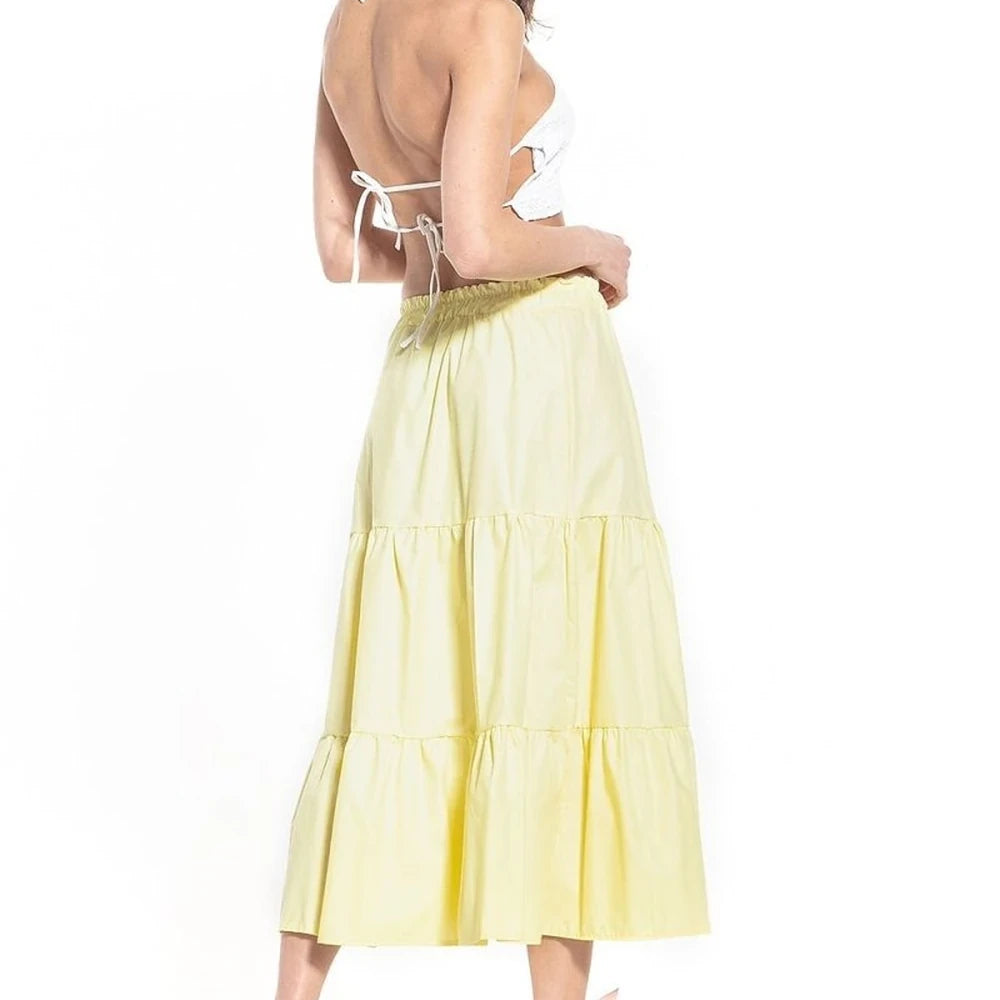 Long Cotton Skirt with Elastic Waistband