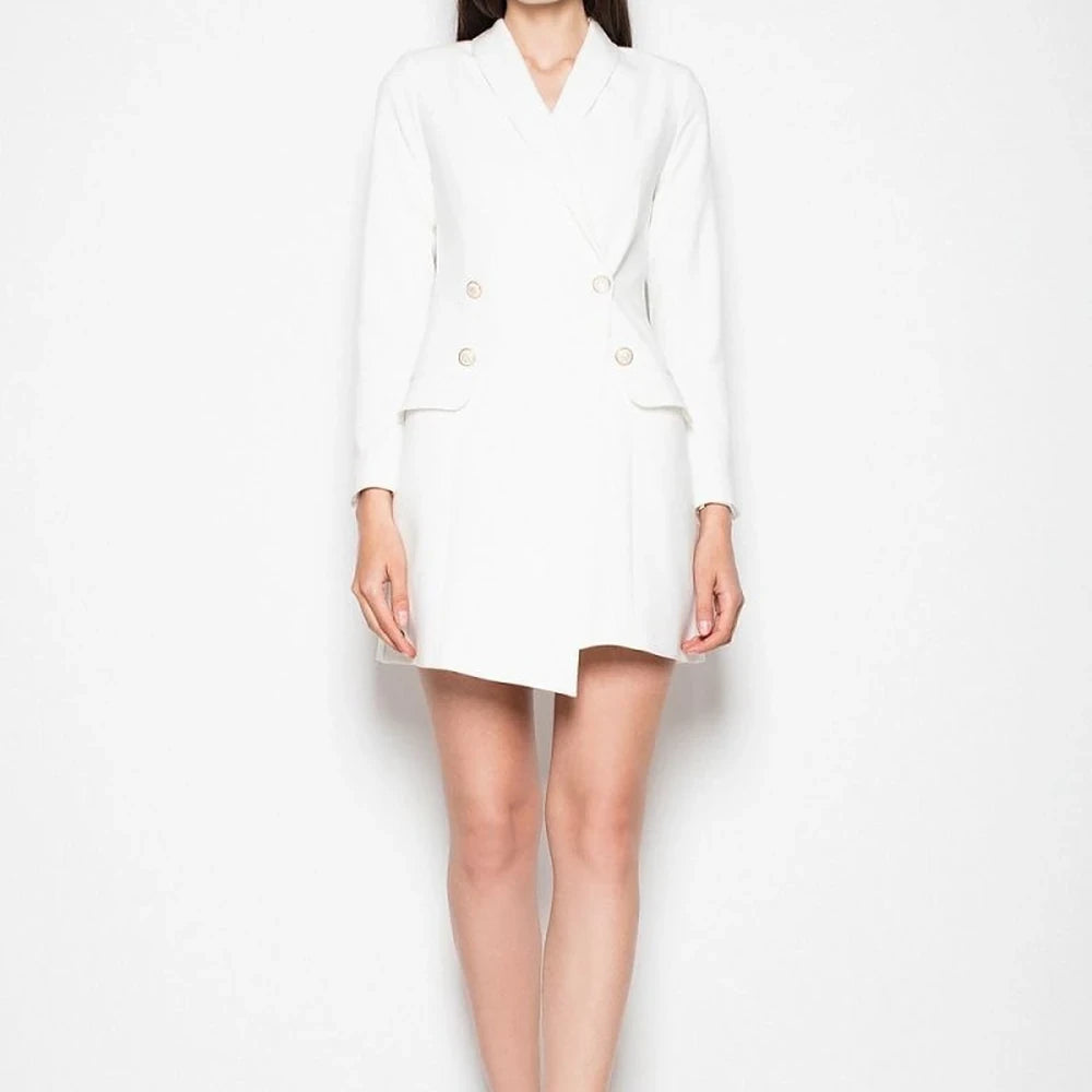Beige Jacket Dress with Decorative Buttons
