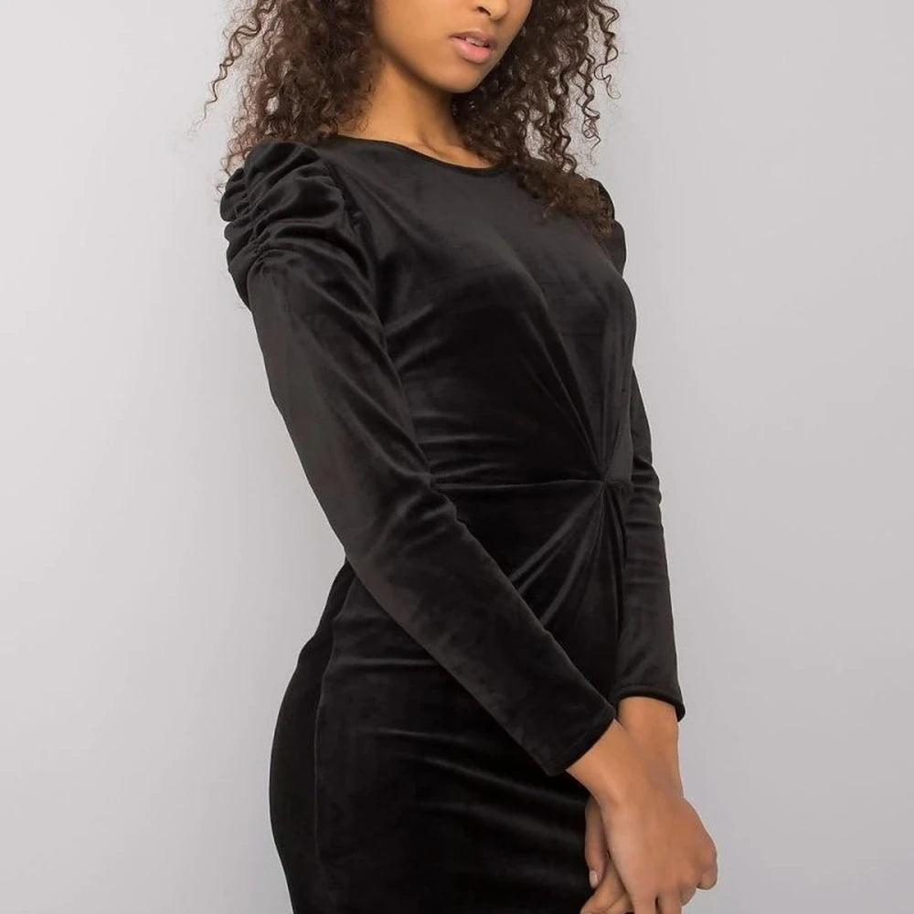 Red Fitted Velour Evening Dress