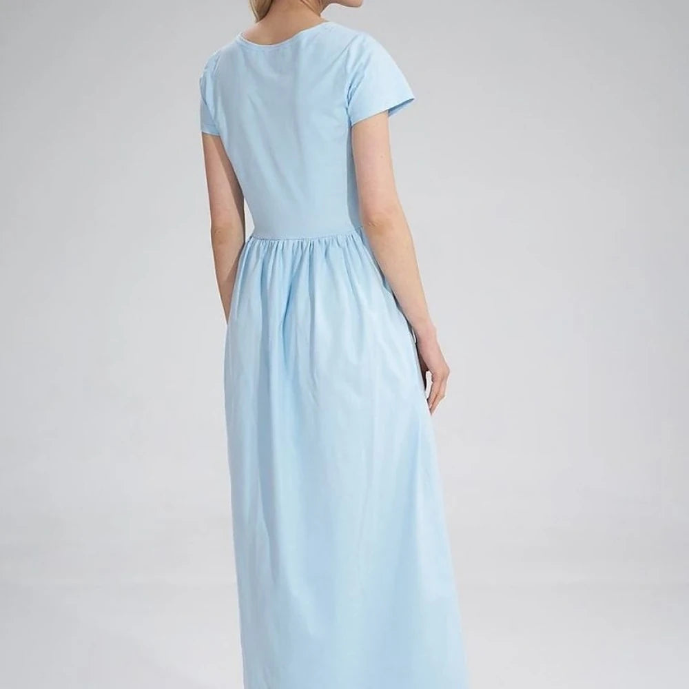 Summer Cotton Maxi Dress with Slit