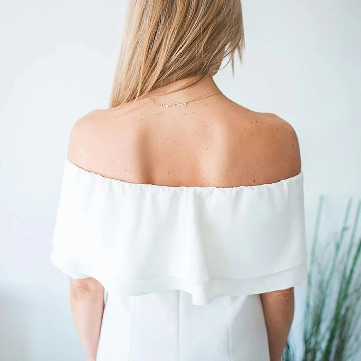 Spanish Neckline Short Sleeve Cocktail Dress