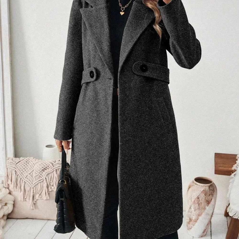 One Button Wool Blend Overcoat
