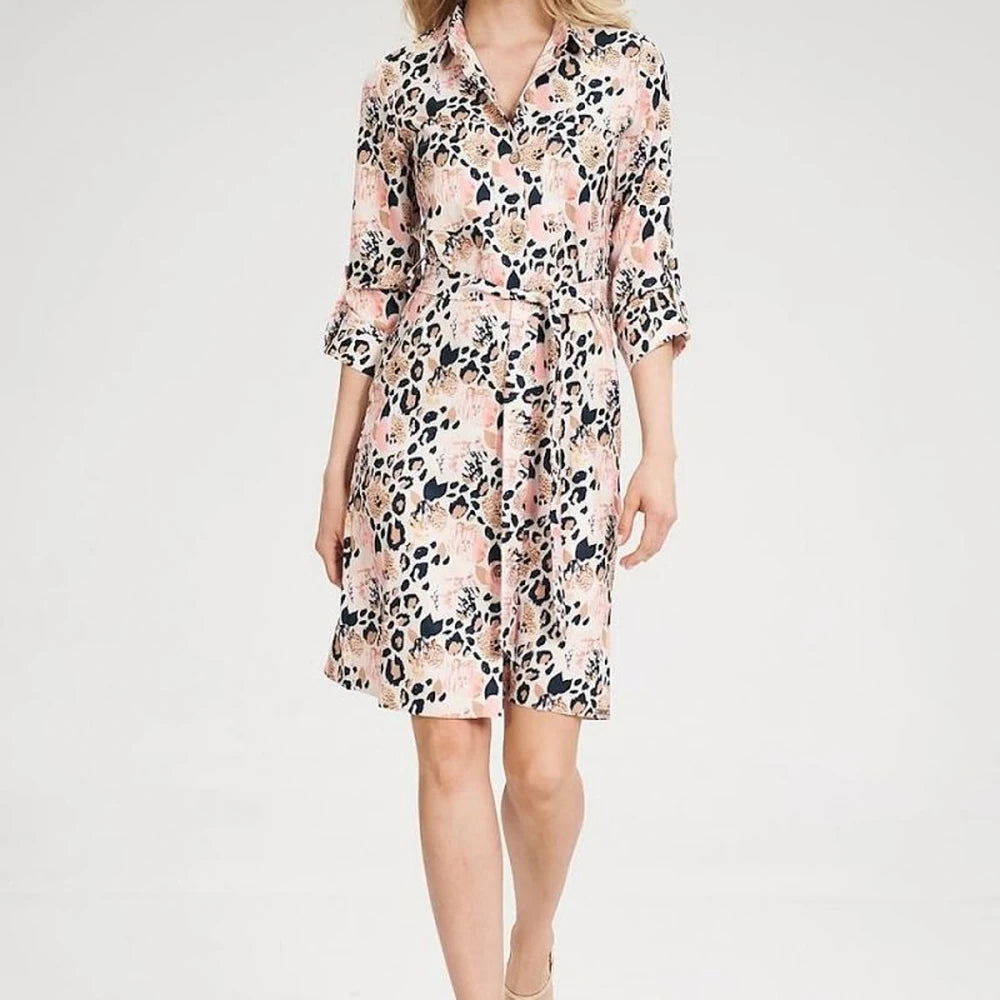 Women's Long Sleeve Shirt Dress with Belt