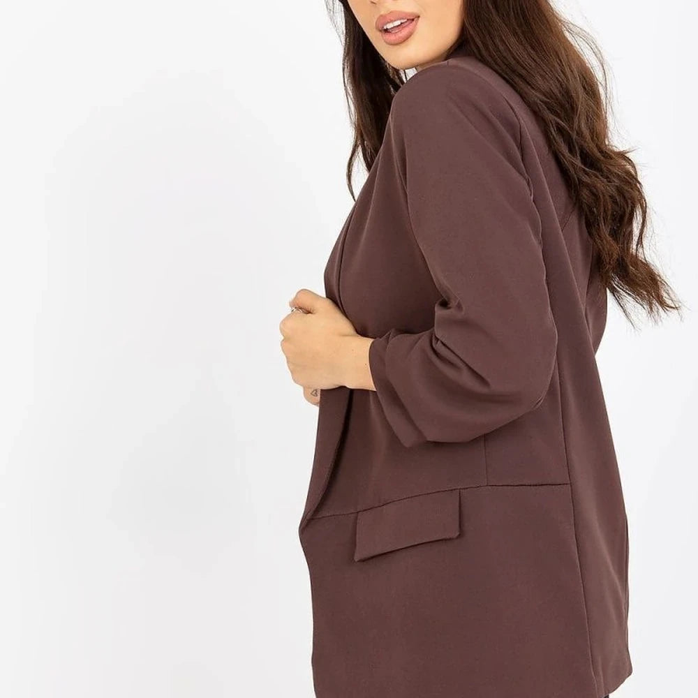 3/4 Sleeve Unbuttoned Jacket with Lining