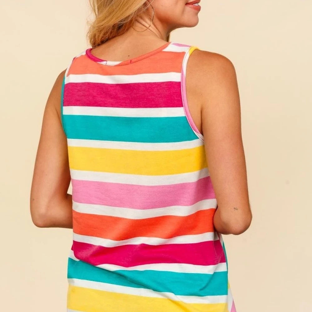 Round Neck Striped Knit Tank Top