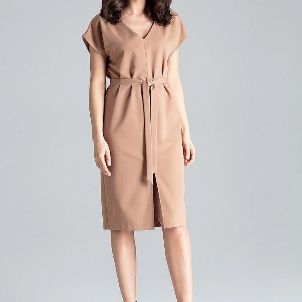 Kimono Sleeve Day Dress with Belt - Pink